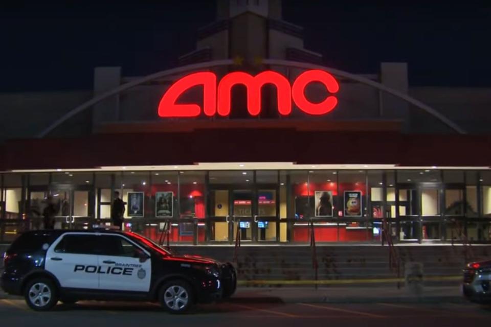 <p>CBS Boston/YouTube</p> AMC Braintee 10 theater