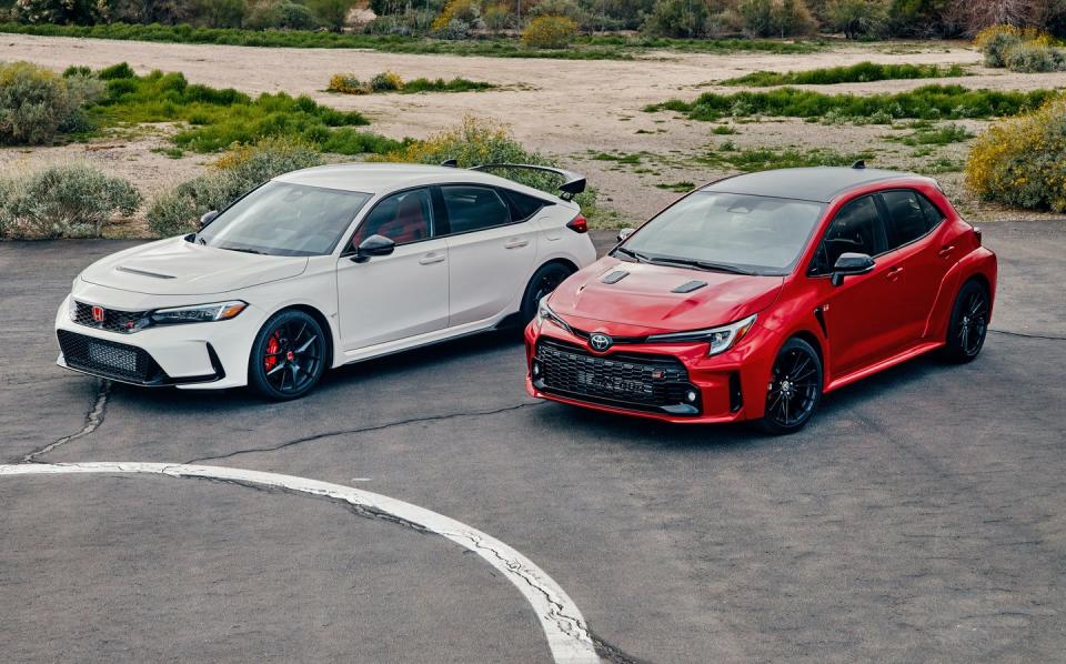 2023 honda civic type r and the toyota 2023 gr corolla