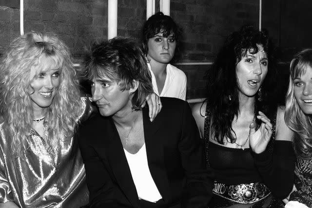 <p>Robin Platzer/IMAGES/Getty</p> Alana Stewart, Rod Stewart, Cher and Valerie Perrine in 1981