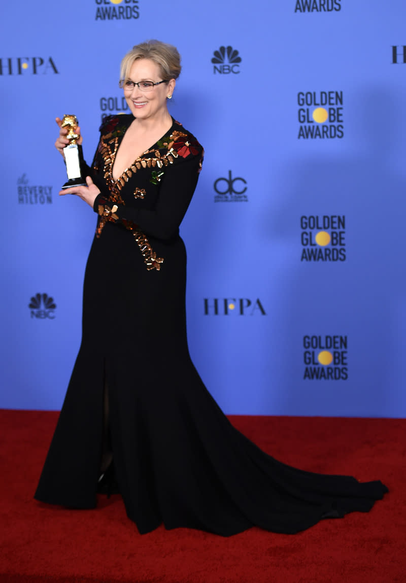 Meryl Streep, Golden Globe Awards, style, 2017 Golden Globes, custom Givenchy dress, Jan. 8, Los Angeles 
