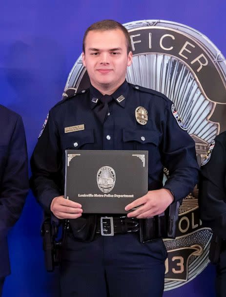 PHOTO: Officer Nickolas Wilt, a new officer to the Louisville Metro Police Department, remains in critical condition after being shot in the head during the mass shooting at a bank in Louisville, Ky., on April 10, 2023. (Louisville Metro Police Department)