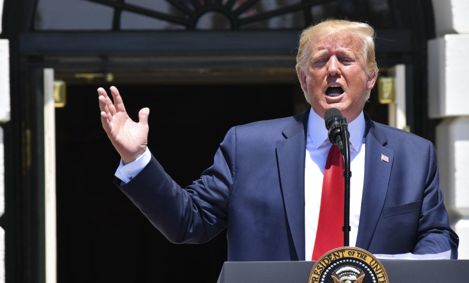 US President Donald Trump takes part in the 3rd Annual Made in America Product Showcase  on the South Lawn at the White House in Washington, DC, on July 15. 2019. (Photo: Nicholas Kamm/AFP/Getty Images)