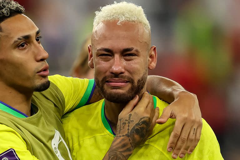 El llanto de Neymar después de la derrota contra Croacia