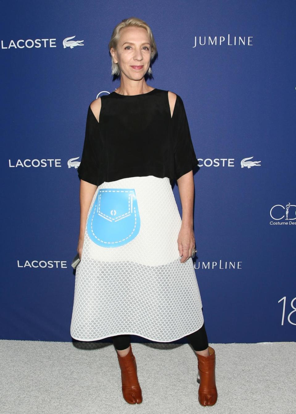 Michele Clapton in Louis Vuitton camel toe boots at the 18th Costume Designers Guild Awards at the Beverly Hilton on Feb. 23, 2016, in Beverly Hills, Calif.