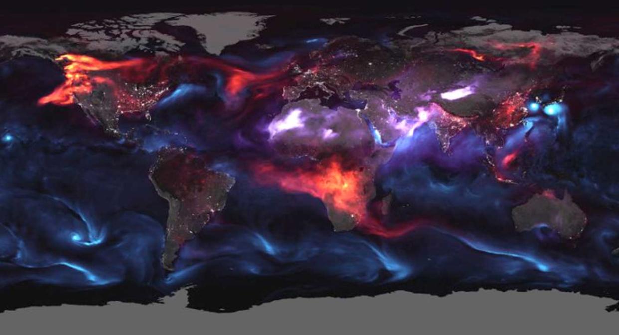 NASA aerosol map shows the beauty of nature's fury amidst fires and storms