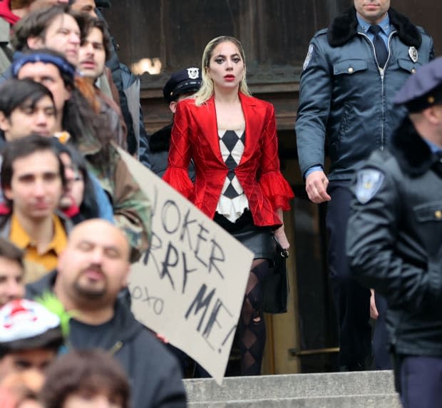 Lady Gaga is seen at the movie set of "<em>Joker: Folie à Deux"</em> on March 25, 2023, in New York City.<p>MediaPunch/Bauer-Griffin/GC Images</p>