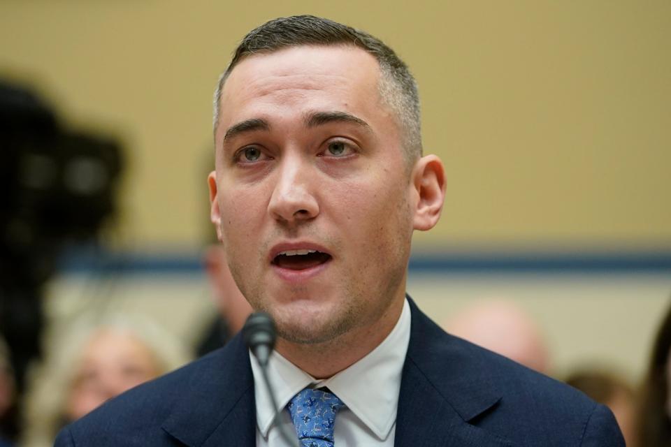 Yoel Roth, former Global Head of Trust & Safety at Twitter, testifies during the House Committee on Oversight and Accountability hearing on “Protecting Speech from Government Interference and Social Media Bias, Part 1: Twitter’s Role in Suppressing the Biden Laptop Story," on Feb. 8, 2023 in Washington.