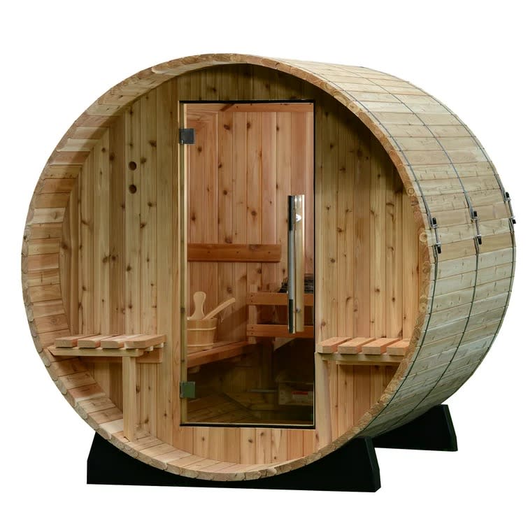 wood sauna on white background