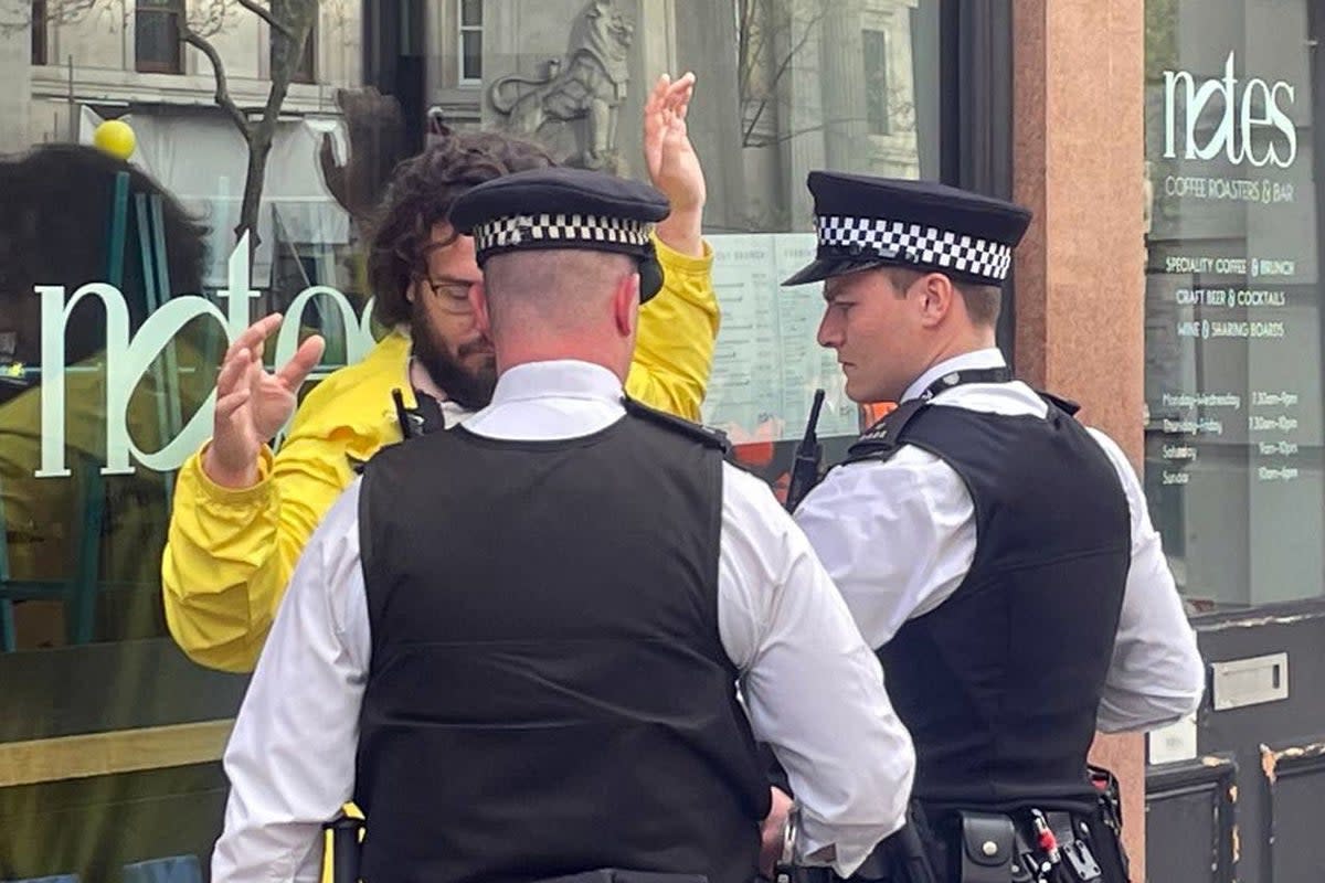 An anti-monarchy protester is arrested in central London (@Labour4Republic/PA) (PA Media)