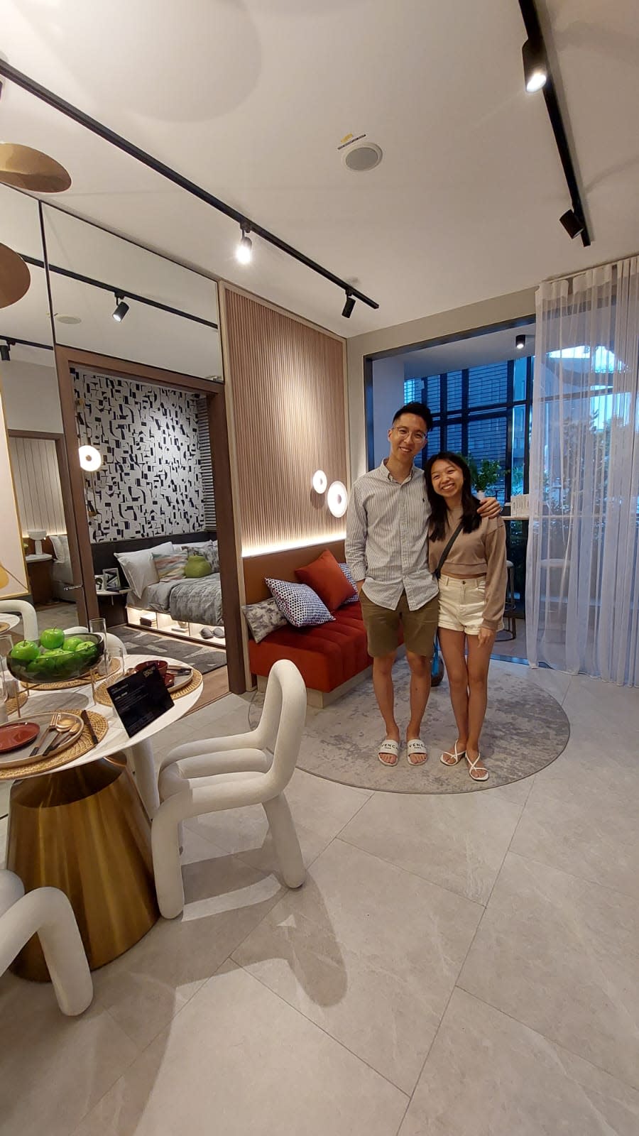 Daniel Heng and his girlfriend at the show unit for Orchard Sophia.