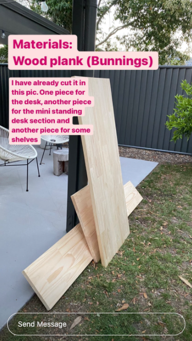 She built two desks: a traditional work desk as well as a standing desk. Photo: Instagram/diydanigirl.