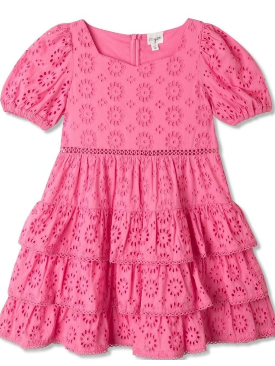 Myer Embroidery Puff Sleeve Pink Origami Woven Jessica Dress