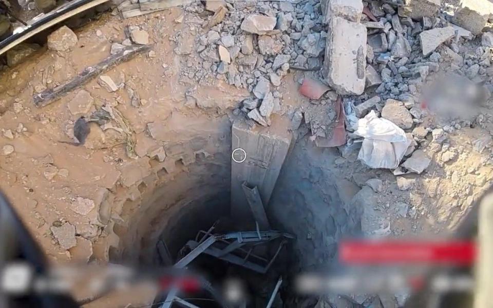 A video showed a tunnel the IDF said it found beneath Al-Shifa hospital