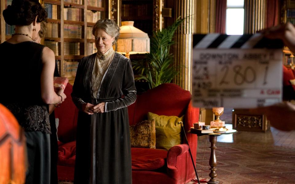 Maggie Smith filming Downton Abbey at Highclere Castle - ITV