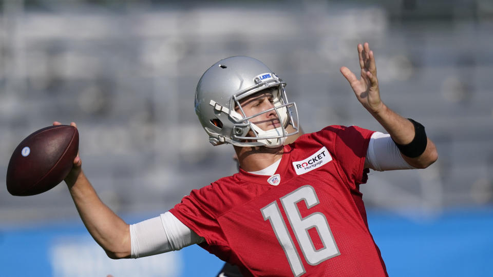 One bettor is expecting big things from new Detroit Lions quarterback Jared Goff. (AP Photo/Carlos Osorio)
