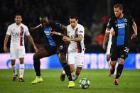 Vingt minutes de jeu au Parc des Princes et toujours 0 à 0 entre le Paris Saint-Germain et le Club Bruges. Que les Parisiens se méfient, les Belges se sont déjà montrés dangereux à plusieurs reprises, notamment grâce à des attaques venues de leur côté droit. (crédit AFP)