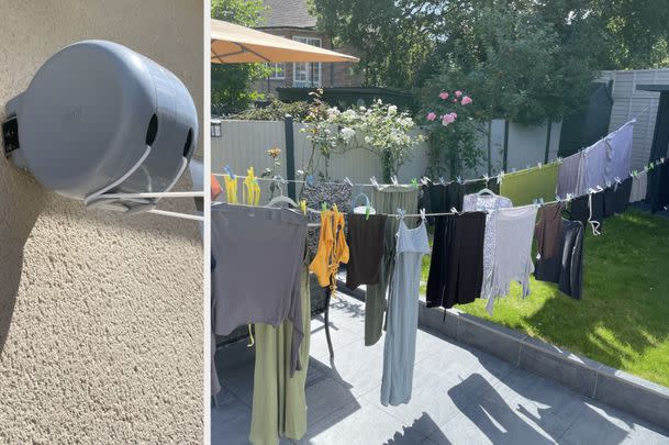 These retractable washing lines snap back into their casing when they're not in use, so you can dry your clothes during unexpected sunshine