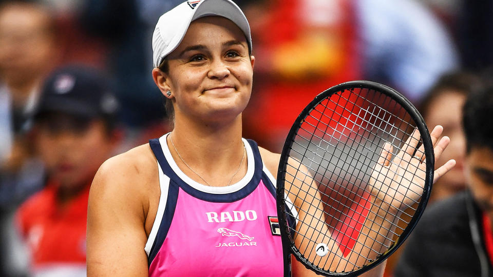 Ashleigh Barty, pictured here celebrating her win.