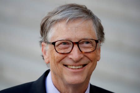 Bill Gates, Co-Chair of Bill & Melinda Gates Foundation leaves the Elysee Palace in Paris, France, April 16, 2018. REUTERS/Charles Platiau