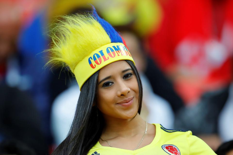 <p>A Colombian fan is seen during the 2018 FIFA World Cup Russia Round of 16 match between Colombia and England at the Spartak Stadium in Moscow, Russia on July 03, 2018. (Photo by Sefa Karacan/Anadolu Agency/Getty Images) </p>