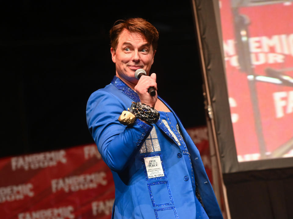 John Barrowman speaks onstage during the 2022 Fandemic Tour at Georgia World Congress Center on March 19, 2022 in Atlanta, Georgia. (Photo by Paras Griffin/Getty Images)