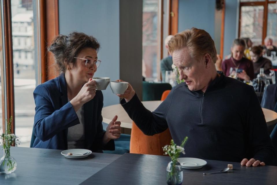 Conan O’Brien learning about Norwegian sex and dating customs. Courtesy of Conaco/Max