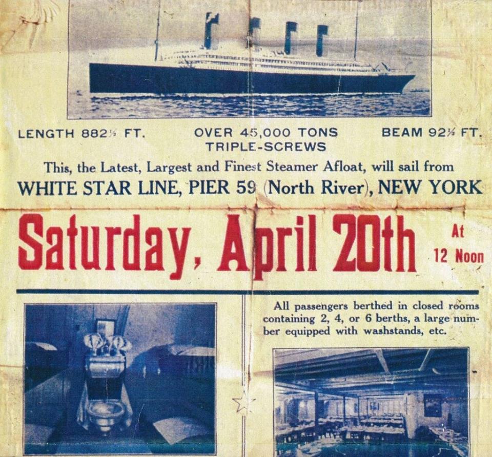 A poster advertising the Titanic's trip home