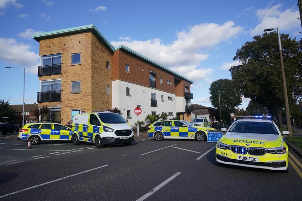 Emergency services at the scene near the Belfairs Methodist Church (Yui Mok/PA) (PA Wire)