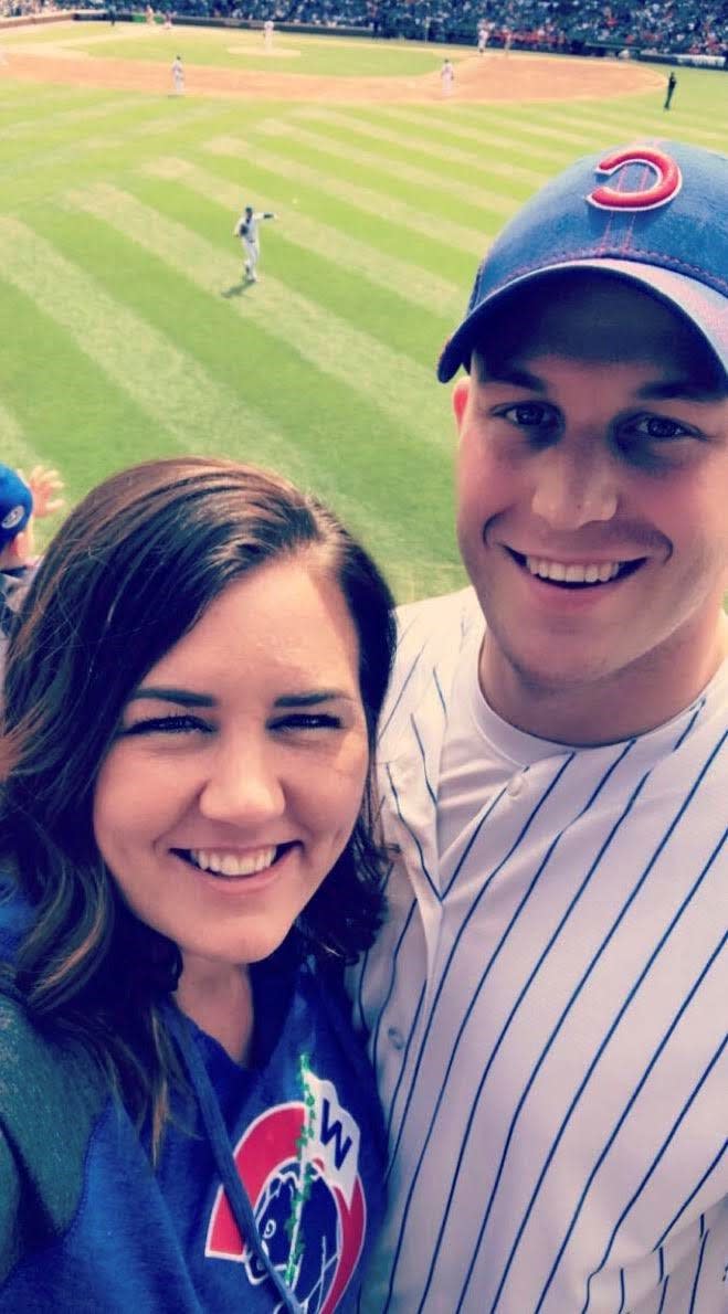 Alishia and Brice VanDrimmelen on their first trip together, to Chicago for a Cubs baseball game.