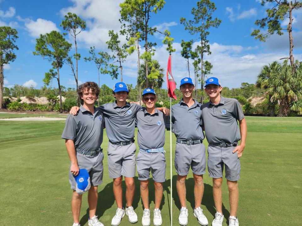 Barron Collier boys golf team after winning the CCAC Championship at Valencia on Oct. 2, 2023.