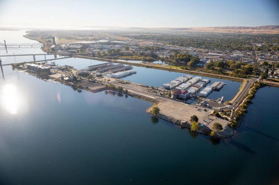 Construction started in October 2021 to extend the Riverwalk trail along part of the north shore of Clover Island in Kennewick and improve salmon habitat.