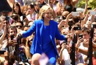 Former Secretary of State Hillary Clinton officially launches her campaign for the Democratic presidential nomination during a speech on Roosevelt Island on June 13, 2015 in New York