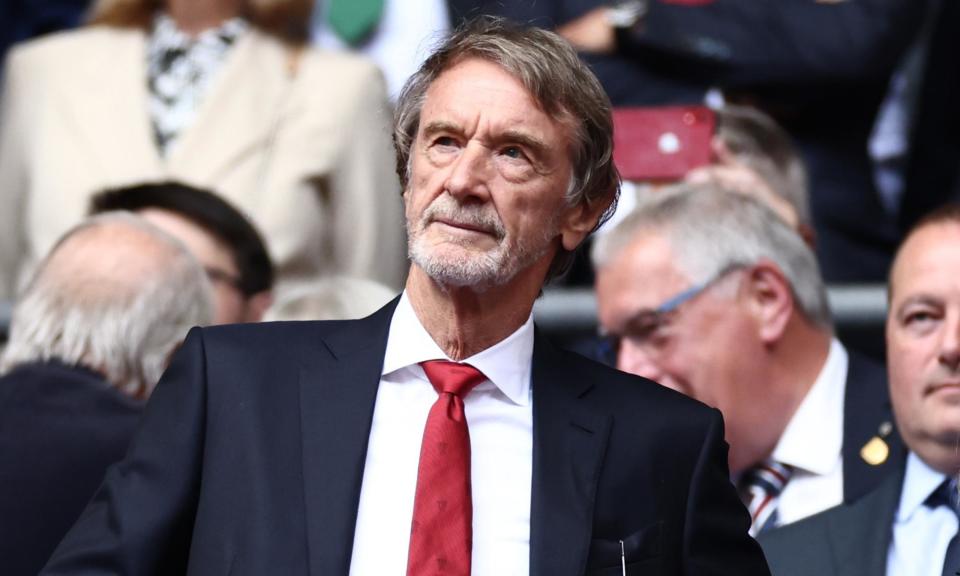<span>Sir Jim Ratcliffe, the <a class="link " href="https://sports.yahoo.com/soccer/teams/man-utd/" data-i13n="sec:content-canvas;subsec:anchor_text;elm:context_link" data-ylk="slk:Manchester United;sec:content-canvas;subsec:anchor_text;elm:context_link;itc:0">Manchester United</a> minority owner, at the FA Cup final on Saturday.</span><span>Photograph: James Marsh/Shutterstock</span>