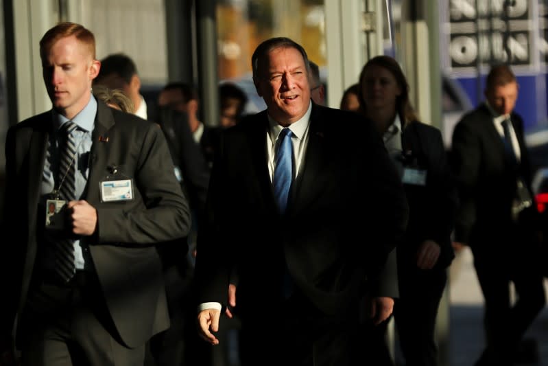 U.S. Secretary of State Pompeo arrives at a NATO foreign ministers meeting in Brussels