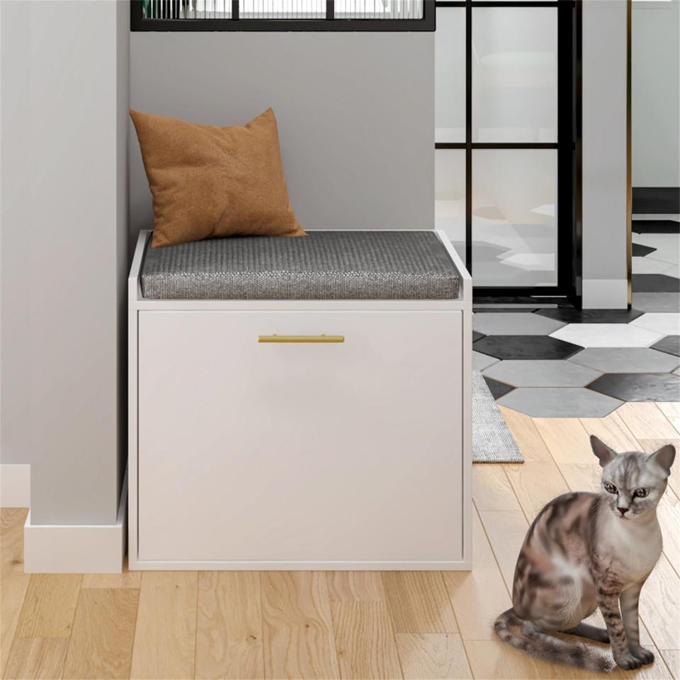<p><a href="https://go.redirectingat.com?id=74968X1596630&url=https%3A%2F%2Fwww.walmart.com%2Fip%2FPefilos-23-Pets-Tiger-Large-Cat-Litter-Box-Furniture-Hidden-Pet-House-Enclosure-Washroom-Cabinet-Stool-Cushion-Entrance-Bench-Hidden-Flip-Up-Door-Whi%2F1214808832&sref=https%3A%2F%2Fwww.cosmopolitan.com%2Flifestyle%2Fg44106762%2Fbest-cat-litter-box-furniture%2F" rel="nofollow noopener" target="_blank" data-ylk="slk:Shop Now;elm:context_link;itc:0;sec:content-canvas" class="link ">Shop Now</a></p><p>Cat Litter Box Stool</p><p>$89.27</p><p>walmart.com</p><span class="copyright">Walmart</span>