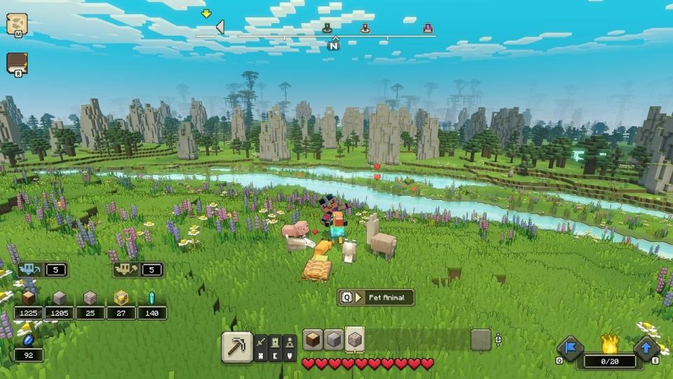  Image of the new animal petting feature in Minecraft Legends. 