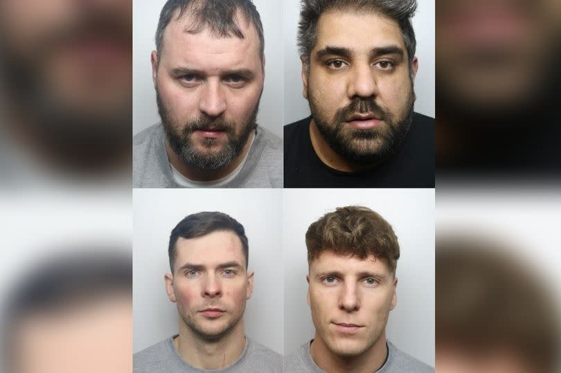 Clockwise from top right: Dovydas Smilginis, 34, of London; Mohamed Nasar, 39, of Birmingham; Egidijus Savickas, 28, of Bootle, Merseyside; and Modestas Stokus, 31, of Dudley