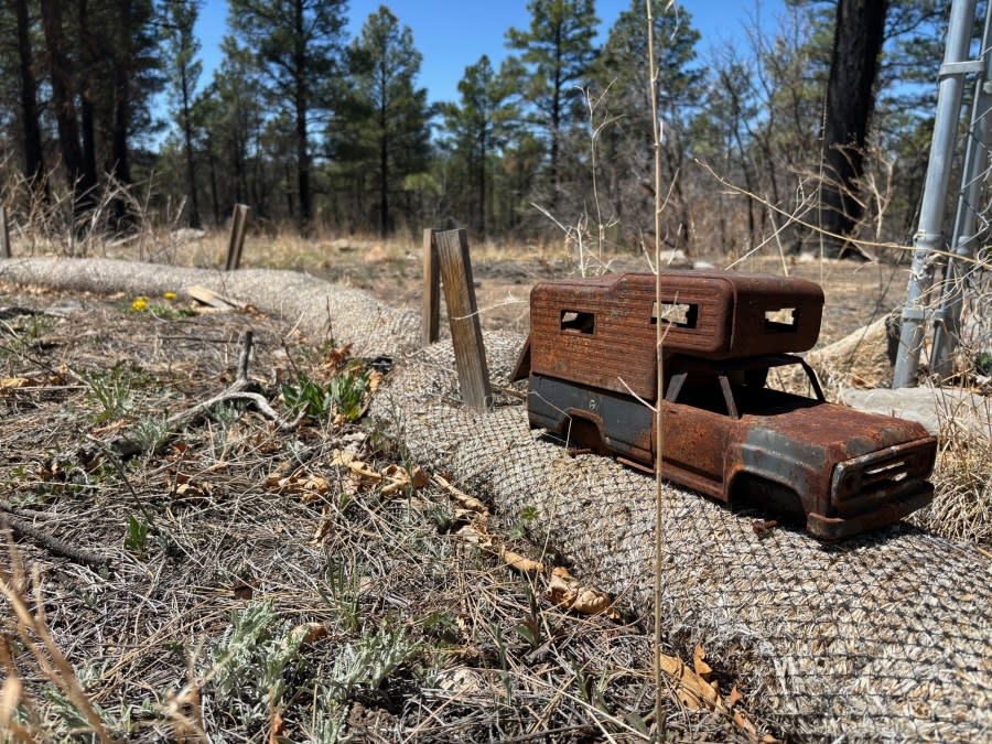 <em>An old toy truck Dolan’s sons used to play with, found during our interview on his property.</em>