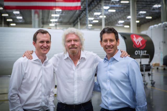 Richard's Rocketeers: Branson with Virgin Galactic CEO George Whitesides (R) and Virgin Orbit CEO Dan Hart (L)