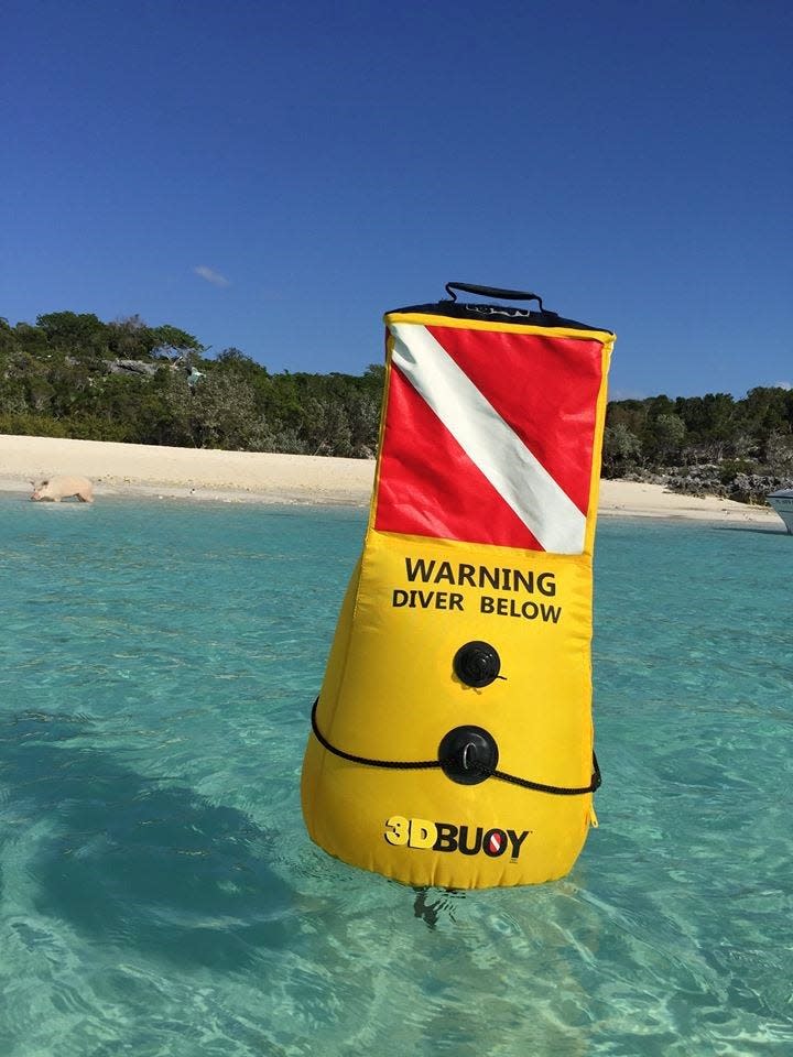 After losing his arm in a boating accident in the waters off Palm Beach, Carter Viss is pressing for better ways to alert boaters of divers in the water. This 3d buoy has a profile that is easier to spot than the traditional diver down flag.