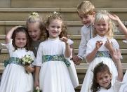 <p>As part of the bridal party, little Savannah Phillips got to pose for <a href="https://www.harpersbazaar.com/celebrity/latest/a23763368/princess-eugenie-official-royal-wedding-portraits-cressida-bonas-taking-selfie/" rel="nofollow noopener" target="_blank" data-ylk="slk:official wedding photos;elm:context_link;itc:0;sec:content-canvas" class="link ">official wedding photos</a> alongside Princess Eugenie and Jack Brooksbank in October 2018. However, the royal was caught on camera with a glint in her eye as she subtly stood on the <a href="https://www.harpersbazaar.com/celebrity/latest/a23763666/princess-eugenie-royal-wedding-portraits-savannah-philips-bridesmaid/" rel="nofollow noopener" target="_blank" data-ylk="slk:bride's wedding dress train;elm:context_link;itc:0;sec:content-canvas" class="link ">bride's wedding dress train</a>. Naughty!</p>