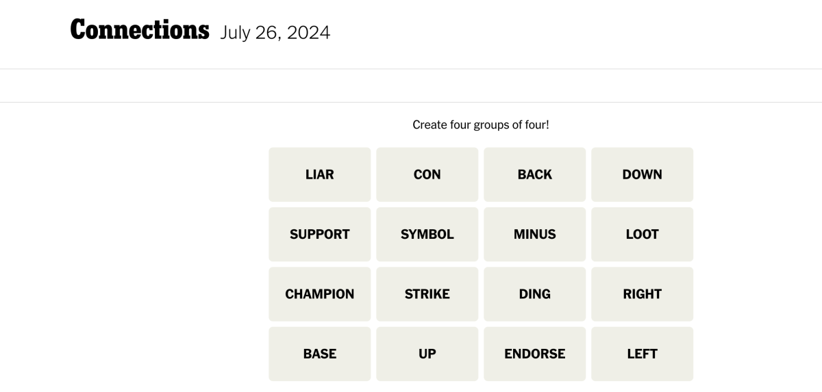 <em>Today's NYT Connections puzzle for Friday, July 26, 2024</em><p>New York Times</p>