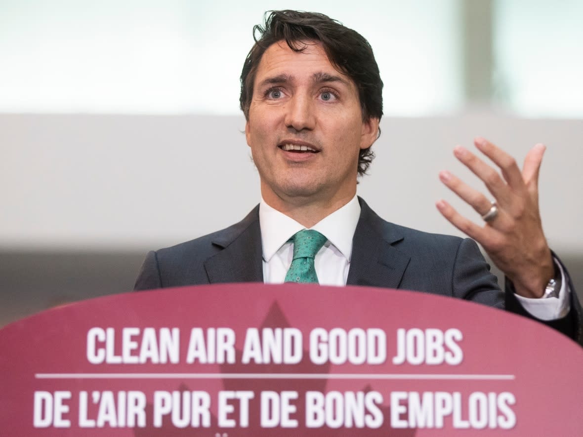 Prime Minister Justin Trudeau speaks during an electric battery announcement at Queen’s University in Kingston, Ont., on Wednesday July 13, 2022. (Lars Hagberg/Canadian Press - image credit)