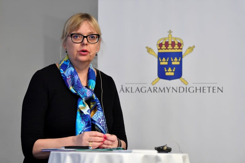 Deputy Director of Public Prosecution Eva-Marie Persson is seen during a news conference in Stockholm