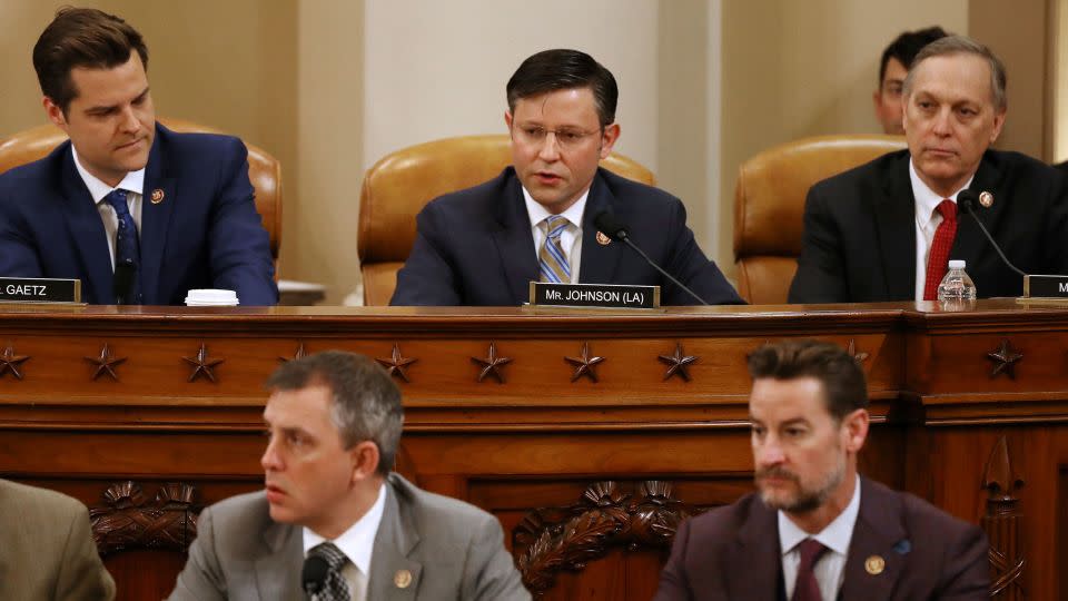 House Judiciary Committee member, Rep. Mike Johnson, votes against the first of two articles of impeachment against President Donald Trump during the final moments of a hearing in the Longworth House Office Building on Capitol Hill, on December 13, 2019. - Chip Somodevilla/Pool/AP