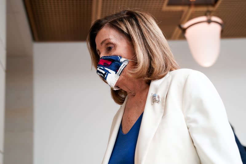 U.S. House Speaker Pelosi departs a news conference at the U.S. Capitol in Washington