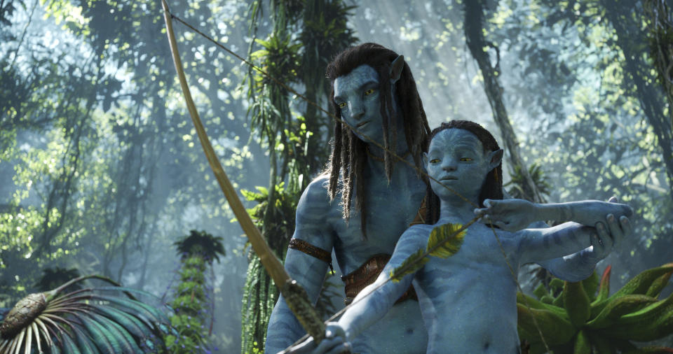 Jake Sully and Neteyam in Avatar: The Way of Water