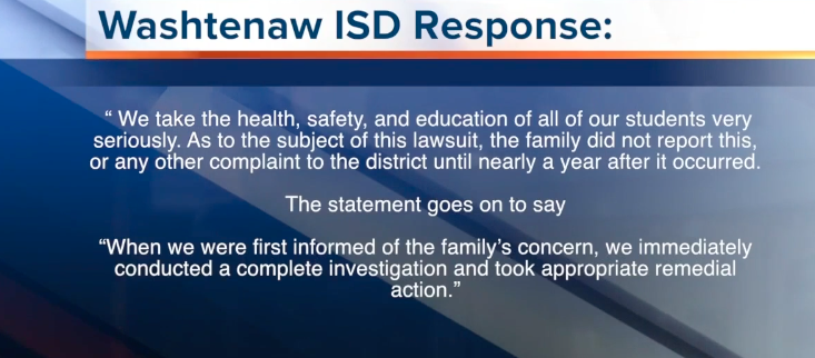 A statement from the school district issued to WXYZ Detroit.