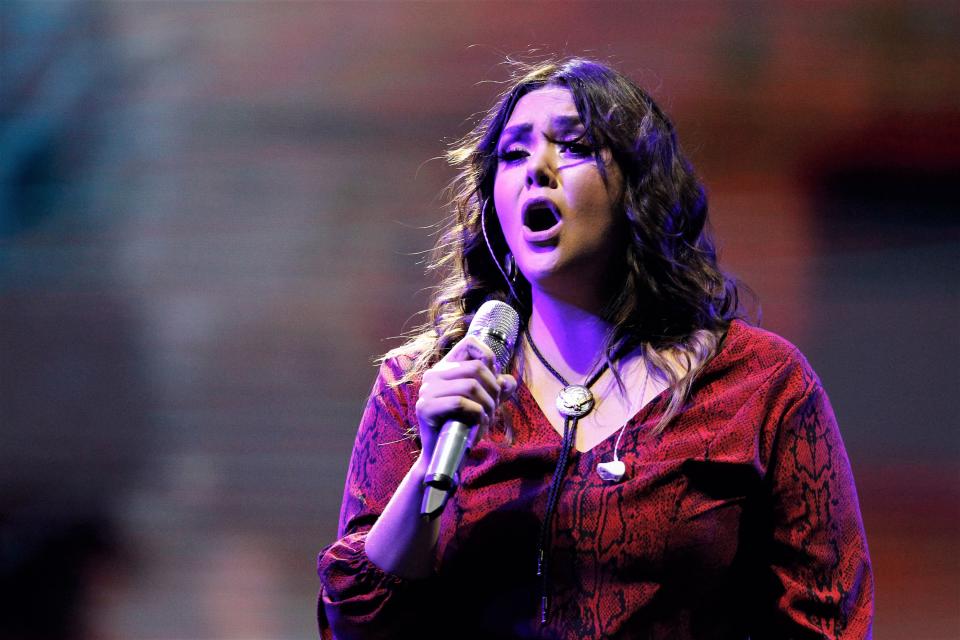 MONTERREY, MEXICO - JUNE 12: Singer Yuridia performs onstage at Palco Tecate on June 12, 2021 in Monterrey, Mexico. (Photo by Medios y Media/Getty Images)