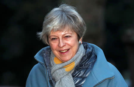 Britain's Prime Minister Theresa May arrives at church, near High Wycombe, Britain, January 20, 2019. REUTERS/Hannah McKay